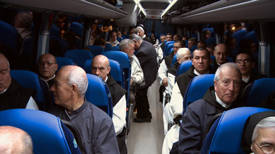 Trappist monks travelling to Rome